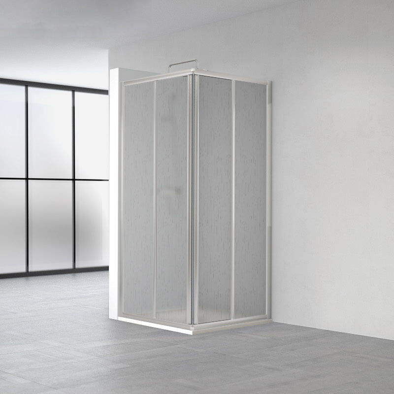 Profiltek - aurum Mampara Angular Corredera Perfil Plata Brillo Acrílico Agua Viva - Medida: 97-100 x 72-75 cm - Medida: 97-100 x 72-75 cm - ref: