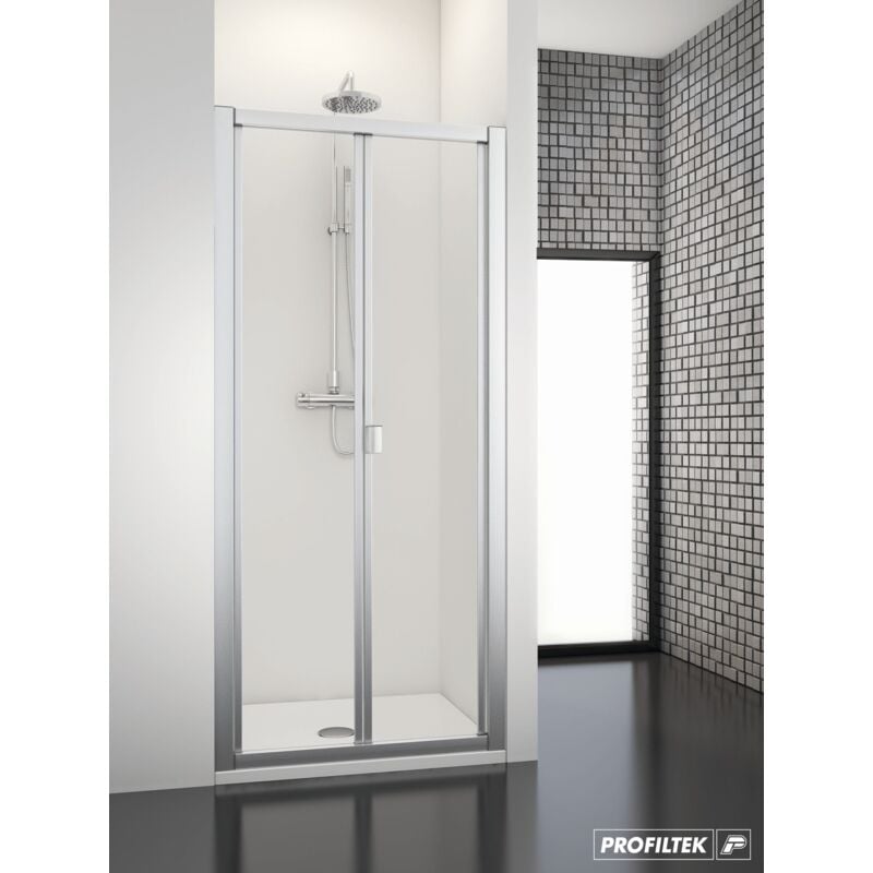 Dumas Mampara Abatible Perfil Plata Brillo Vidrio Transparente - Medida: 73-79 cm - Medida: 73-79 cm - ref: 23327314 - Profiltek