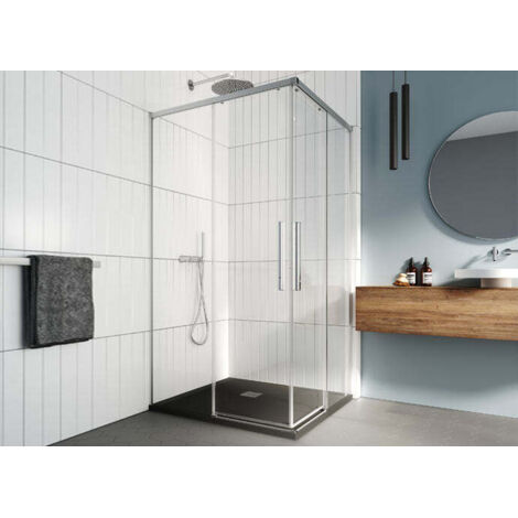 PROFILTEK SA-320 SALMA Mampara Ducha Angular Plata Transparente - Medida: 70X140 CM - ref: 22453091
