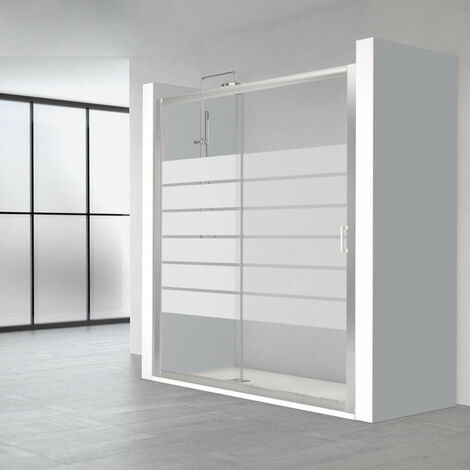 PROFILTEK SPRING Mampara Corredera Perfil Plata Brillo Vidrio Decorado Bold - Medida: 144-150 cm - ref: 24185014