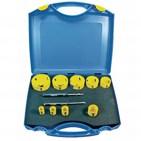 Profit coffret de 9 scies trépan bi-métal plus diamètre : 19/22/25/35/43/51/60/68/76 mm mm