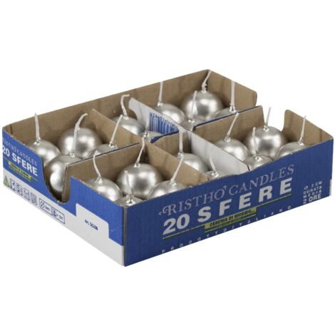 Profumi Classici 5622023 Candele Sfera, Cera di paraffina, Argento, 3 cm, 20 unità