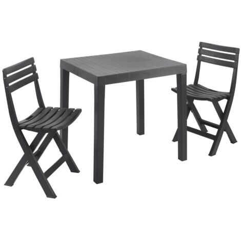 Progarden Balkonset Club 3-teilig wetterfest polypropylen anthrazit Balkon Set