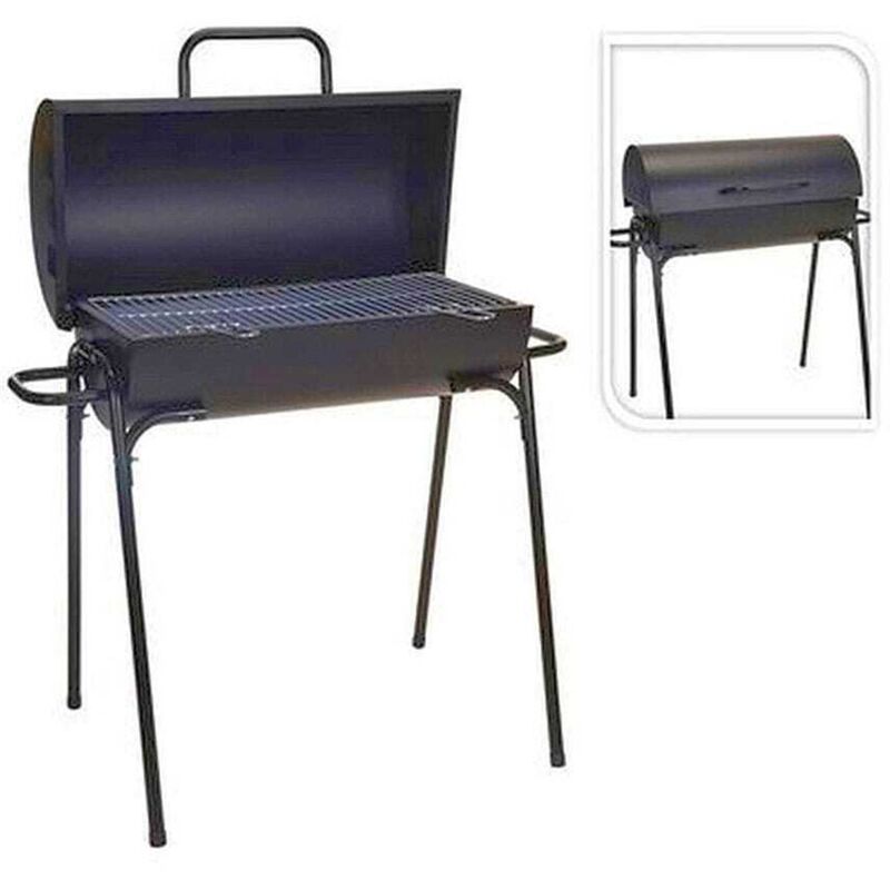 Barbecue à charbon avec couvercle, résistant jusqu'à 250°C, grille et grille de cuisson chromées