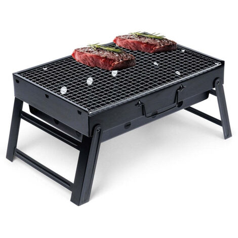 Progarden Barbecue pliable noir compact pour extérieur