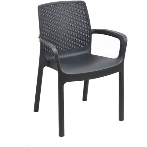 Progarden – Chaise de jardin empilable en résine imitation rattan anthracite – Dimensions 61 x 54 x 82 cm – Résistante aux intempéries et facile à nettoyer
