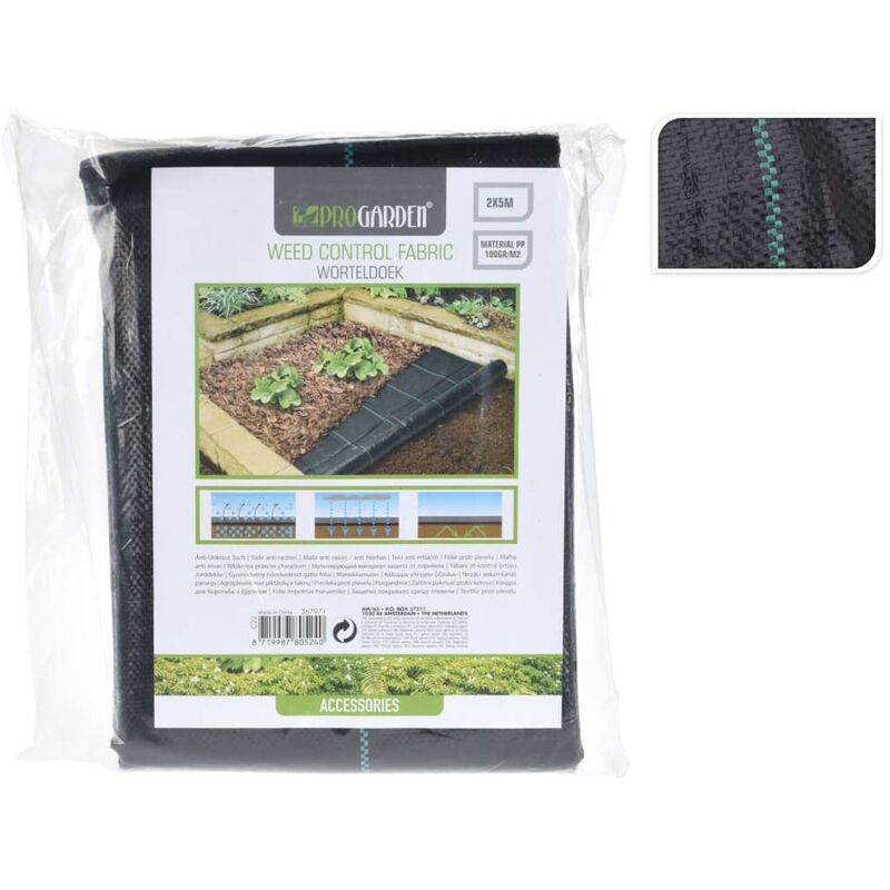 

ProGarden Cubierta de suelo antimaleza negra 2x5 m
