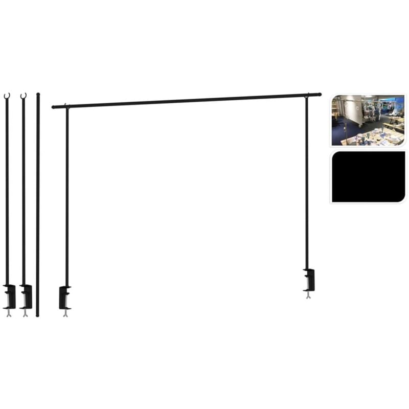 Decoration Table Rod With Table Clamp Metal Black Progarden