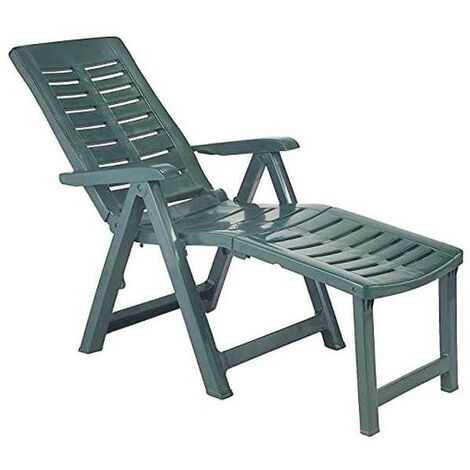 Progarden – Fauteuil de jardin pliable en résine verte – Avec accoudoirs et dossier multi-positions – Résistant aux intempéries et à la moisissure – Dimensions 60x108x109 cm