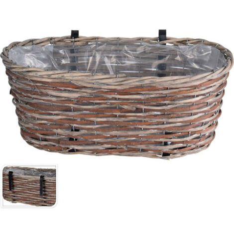 PROGARDEN jardinera mimbre colgar 45x21x16 cm , Maceta mimbre colgar 45 x 21 x 16 cmFabricada en mimbre de alta calidadEstructura metálicaInterior forrado para fácil us