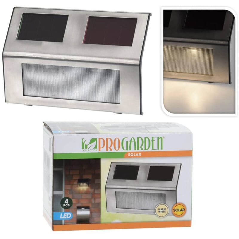 Progarden - Lampes solaires à led 4 pcs Acier inoxydable