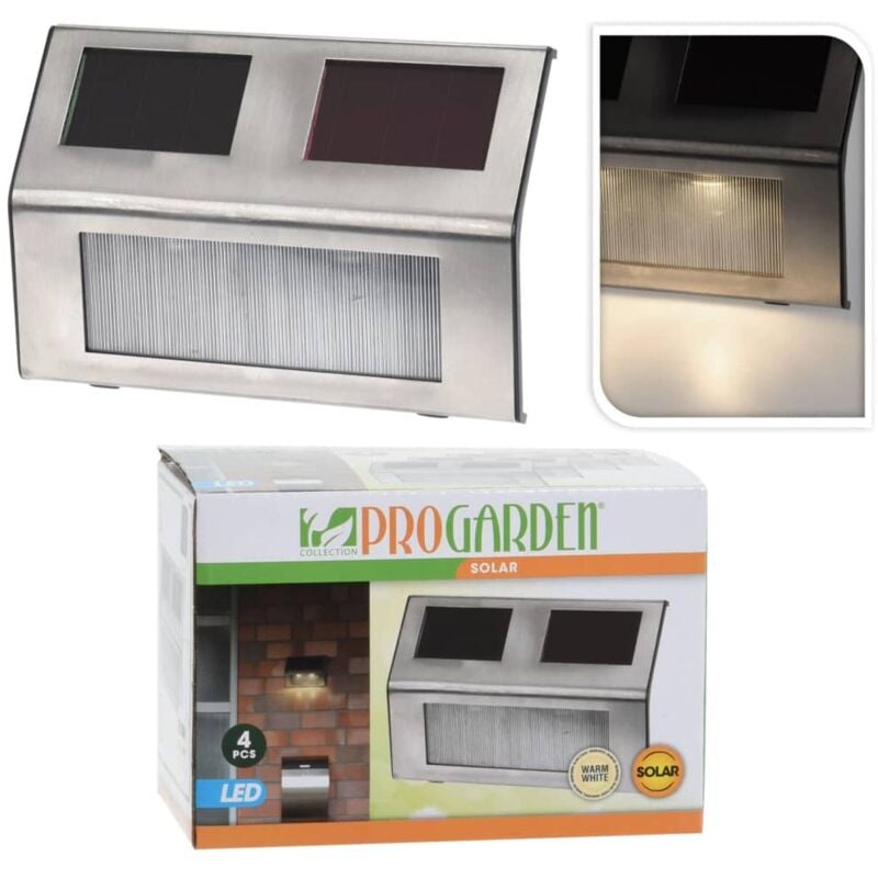 

Lámparas solares LED de jardín 4 unidades acero inoxidable - Plateado - Progarden