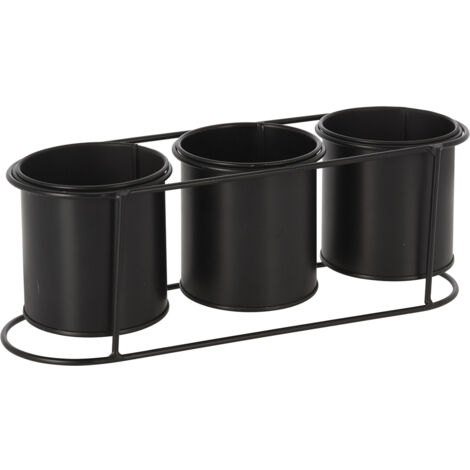 PROGARDEN macetero &43 3 macetas negras 10 cm , Macetero &43 3 macetas doradas 10 cmMacetero y macetas de metalApto para interior y exteriorMacetas de 10 cmMedidas: 33