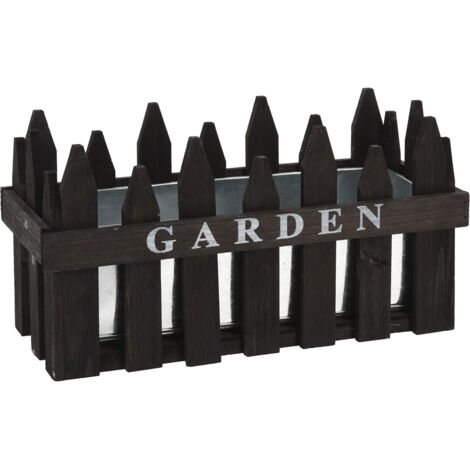PROGARDEN macetero valla 35x15x18 cm , Macetero valla 35 x 15 x 18 cmMaceta de chapa y exterior decorativo de maderaGran calidadApto para interiores y exterioresMed