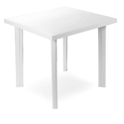 Mesa cuadrada para exterior. color: blanco 80x75x72cm ipae progarden