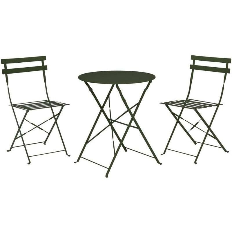 

Mesa 60 Cm + 2 Sillas Plegables Metal Verde