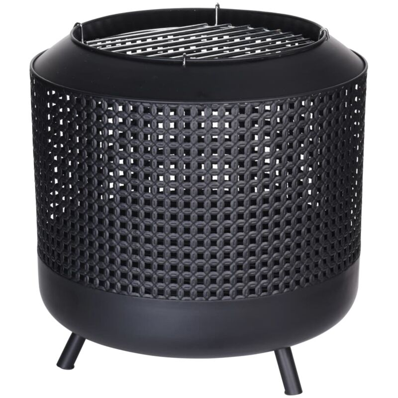 Progarden - Panier à feu avec grille de barbecue 50x51 cm Noir