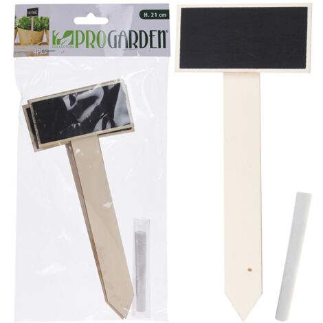 PROGARDEN pizarra pincho plantas 21 cm + tiza 4 piezas blister 4