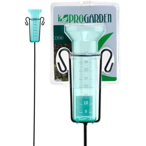 PROGARDEN pluviometro con soporte 75 cm blister , Pluviómetro con soporteSoporte metálico y pluviómetro de plásticoAdaptado para exteriorPara clavar en tierraCapaci