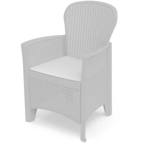 PROGARDEN sillon resina folia blanco + cojin , Sillón con cojín Folia Blanco. -Marca: Progarden. -Butaca efecto rattan. -Dimensiones producto : 60 x 58 x 89 cm. -Composición: Polip
