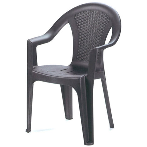 PROGARDEN sillon resina ischia antracita , Sillon ischia antracita progarden. - Silla monobloc apilable respaldo bajo efecto Rattan. - Material: Polipropileno. - Dimensiones produc