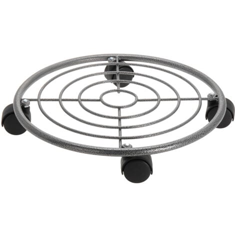 PROGARDEN soporte macetas 4 ruedas metal 35x6.5 cm , Soporte maceta con ruedas cromadoHecho de metal cromado4 ruedas negrasIdeal para mover macetas y maceterosTamañ
