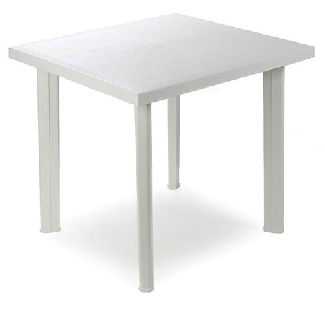 Progarden – Table de jardin carrée en résine blanche 80x75x72 cm – Résistante aux intempéries – Empilable pour rangement optimisé – Compatible porte-parapluie 38 mm