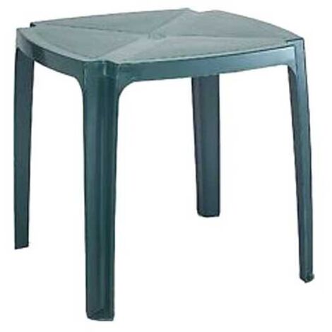 Progarden – Table de jardin en résine verte 75x75 cm – Résistante aux intempéries et moisissures – Empilable avec trou pour parasol