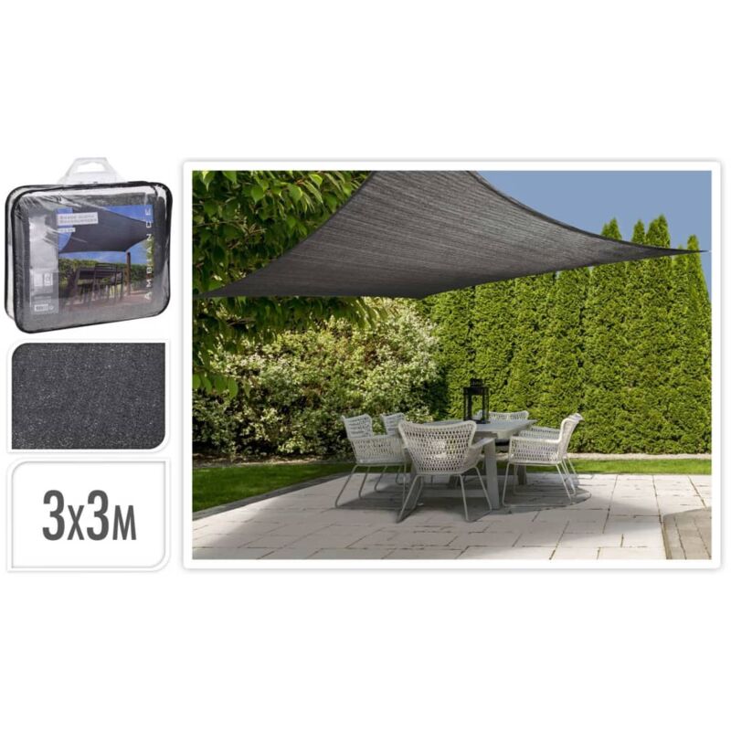 

Toldo de tela cuadrado gris oscuro 3x3 m - Progarden
