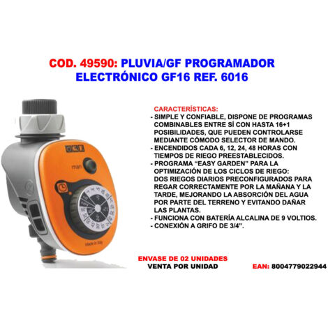 Programador de Riego Electrónico GF16 6016 PLUVIA/GF