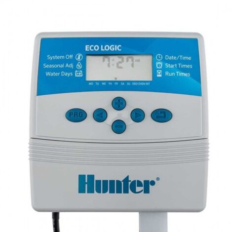 Programador de riego Hunter ELC 401 4 zonas interior, 230 VCA Automatización para sistemas de riego eléctricos de 4 zonas