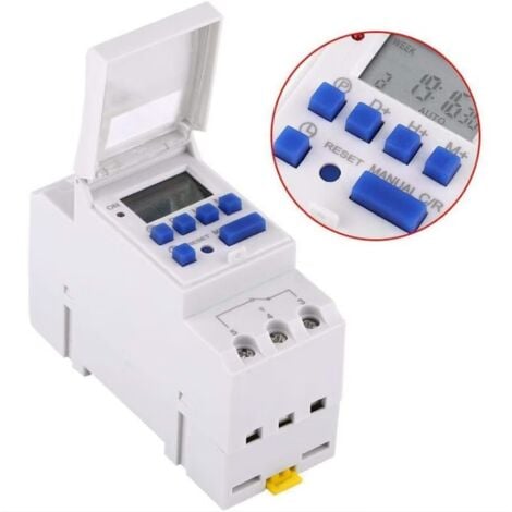 Programmable digital timer, digital timer, LCD display, weekly digital timer with programming, programmable digital timer on DIN rail (220 V)