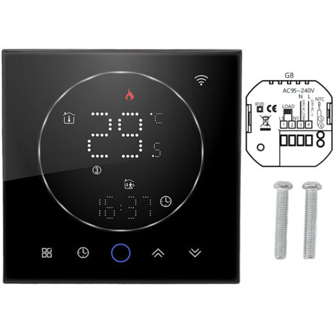 Programmable Smart Home Thermostat AC95240V Voice Control LED Screen IP20 Energy Saving Smart WiFi Thermostat for Electric Heating Black