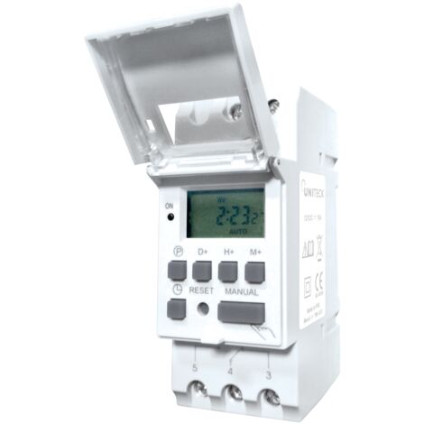 Programmateur 24V 16A – 17 programmes d'allumage – IP44 – Autoconsommation 0,35A – Pour éclairage et arrosage – Uniteck