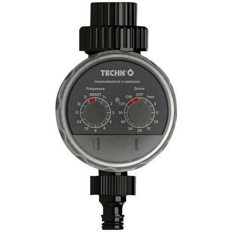 Programmateur arrosage 1 voie – Électrovanne à bille – Alimentation 2 piles AAA – Étanche à la pluie – Paramétrage rapide – Techn'O