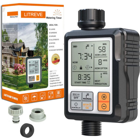 Programmateur arrosage automatique IP65 étanche – Minuteur 1 à 240 minutes – Compatible robinets 1/2 et 3/4 pouces – Écran LCD 3 pouces