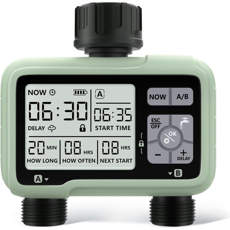 Programmateur Arrosage Automatique Manuel 2 Voies, Arrosage Automatique pour Jardin Pelouse