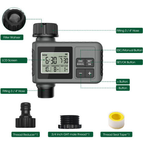 Programmateur Arrosage Automatique Minuteur Arrosage pour Jardin d'arrosage Automatique avec Fonction de retardement en Cas de Pluie et système d'arrosage Goutte-à-Goutte pour Jardin (1 Outlet)