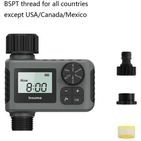 Programmateur d'arrosage automatique INSOMA, système d'irrigation intelligent, programmateur d'arrosage automatique, écran LCD, étanchéité IPX5-AquaForge