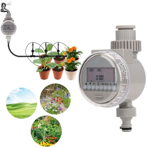 Programmateur d'arrosage automatique solaire, programmateur d'arrosage solaire avec écran LCD, idéal pour les pelouses et jardins. Fonctionne à l'énergie solaire et permet un gain de temps de 50 %.
