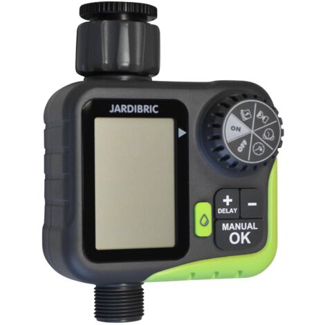 Programmateur d'Arrosage Digital avec Débitmètre Jardibric Débit de 1320 L/h, Pression 0,5 à 8 Bar, Fréquence 12h à 7 Jours, Durée 1 Min à 4 H, Suivi du Débit de l'Eau (1 à 9999 L)