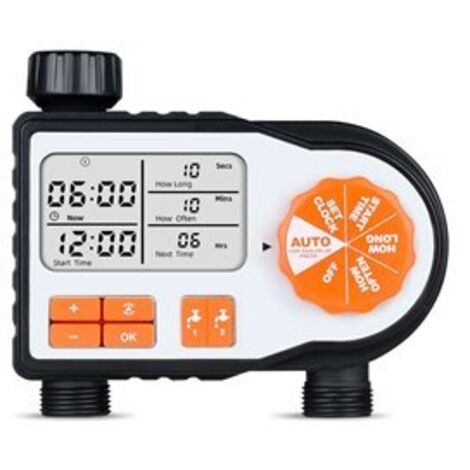 Programmateur d'arrosage numérique avec 2 sorties 3/4" (3-8 bars 2xAA) 11x19,5x5,5cm