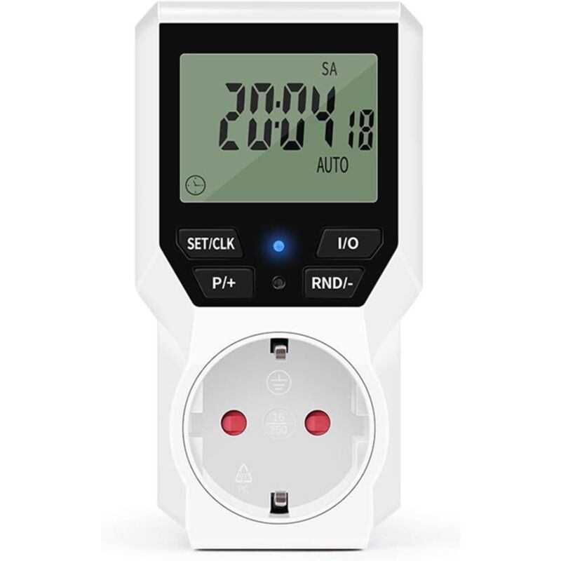 Programmateur de prise électrique, minuterie numérique, prise de courant pour 230 V AC, 16 A/3680 W, avec sécurité enfant et affichage numérique