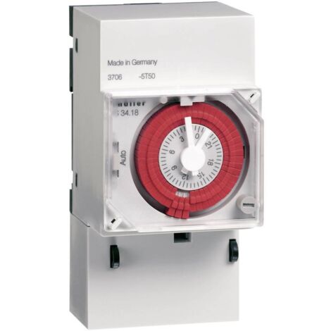 Programmateur horaire analogique 12-48V – Rail DIN 35mm – 16A/250V – Programmation journalière – Indice de protection IP20 - Q04906