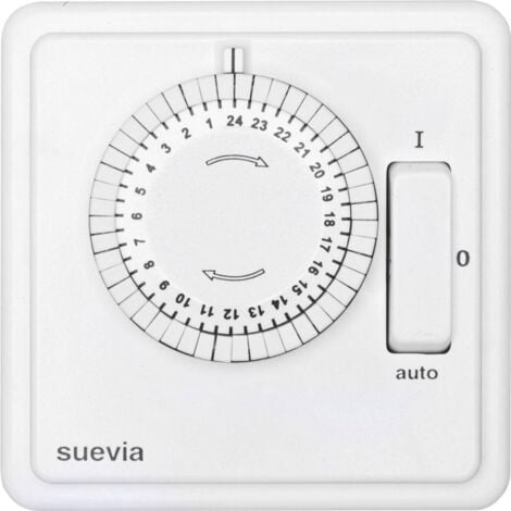 Programmateur horaire pour montage encastré Suevia SU280447 analogique programme journalier 1200 W IP20 programme On/Of - blanc