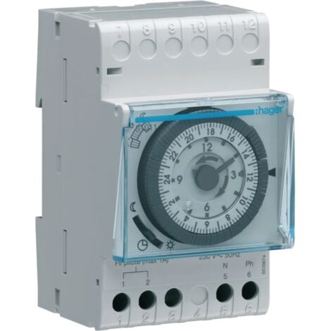 Programmateur modulaire analogique chauf élec avec fil pilote 1 zone 24h 230V HAGER 31011