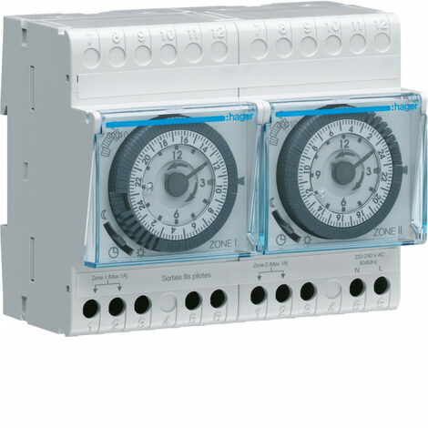 Programmateur modulaire analogique chauf élec avec fil pilote 2 zones 24h 230V (30010)