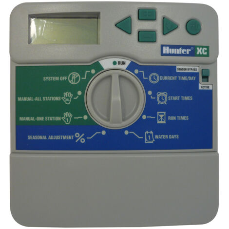 Hunter – Programmateur arrosage 4 voies – Gestion 4 zones – Programmation simple avec molette – Compatible capteurs de pluie - XC401