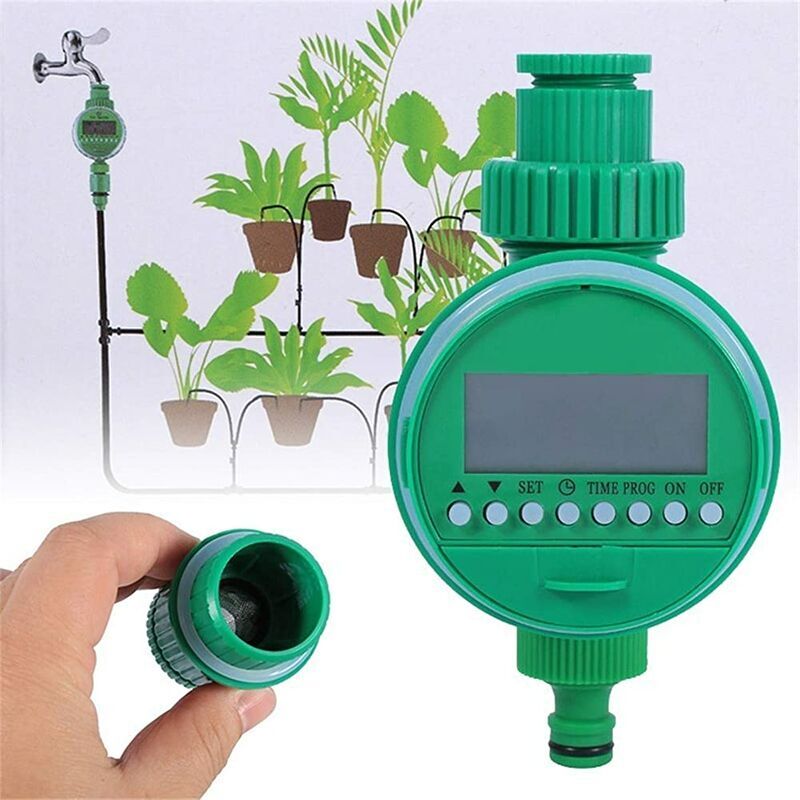 Image of Programmatore di irrigazione. Regolatore di irrigazione per esterni, timer elettronico per irrigazione automatica del tubo. Programmi multipli per