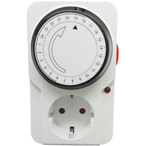Programmeur journalier mécanique inter.Voyant 3000 W.Prise programmateur journalier mécanique, couleur blanc,16A